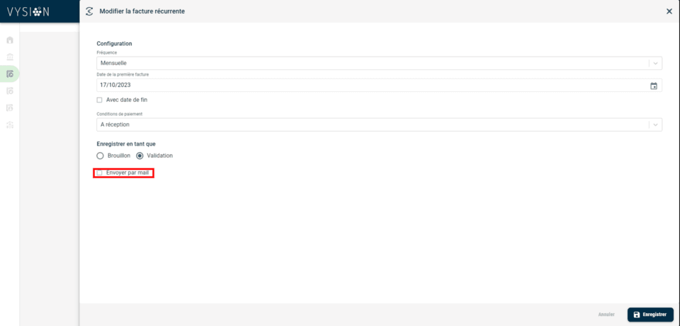 Choix entre validation manuelle en brouillon ou validation automatique