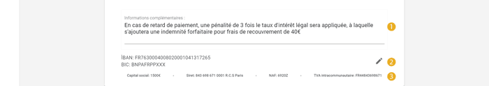 Mentions légales sur la facture de vente